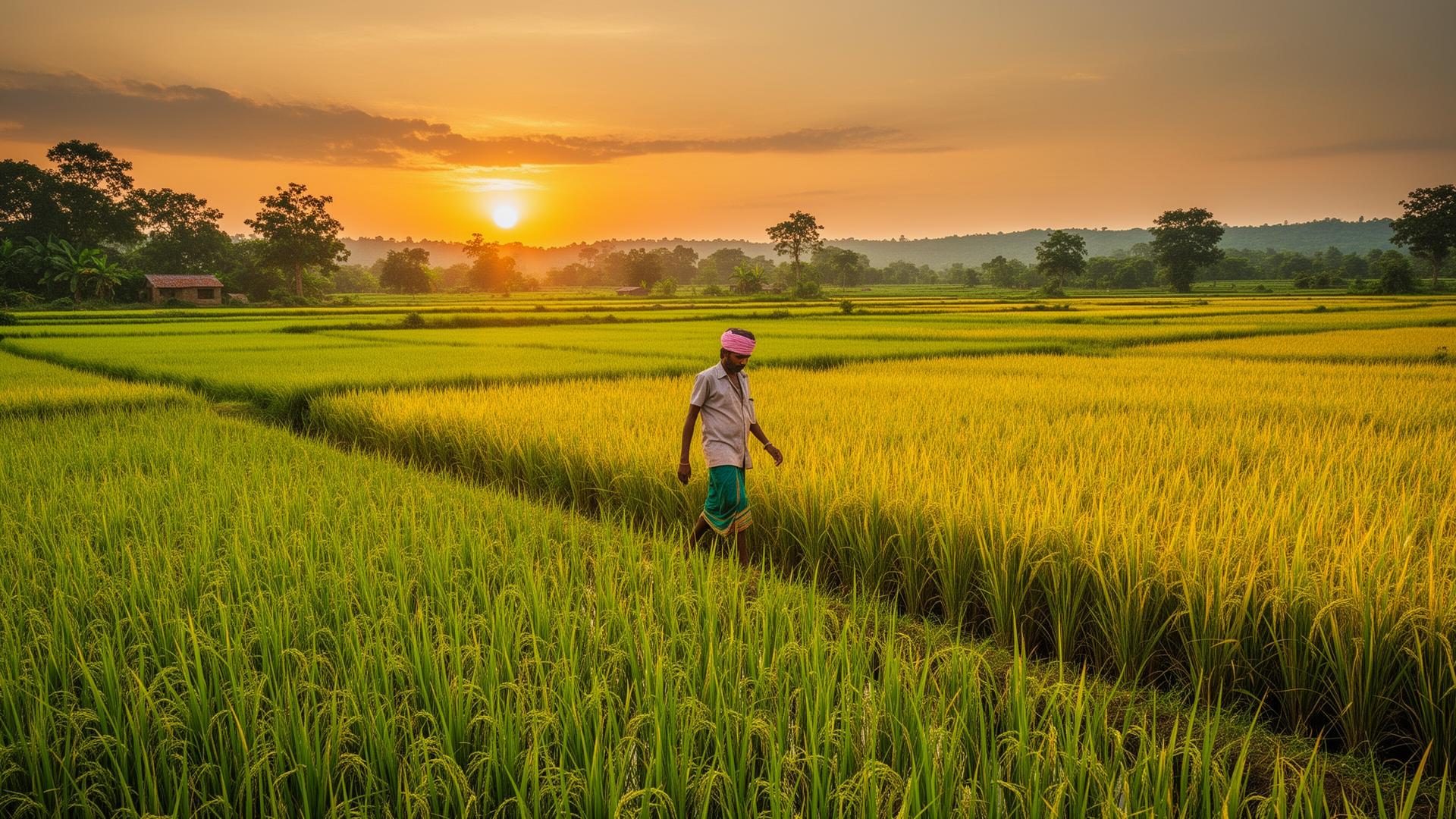 Lush green farmland